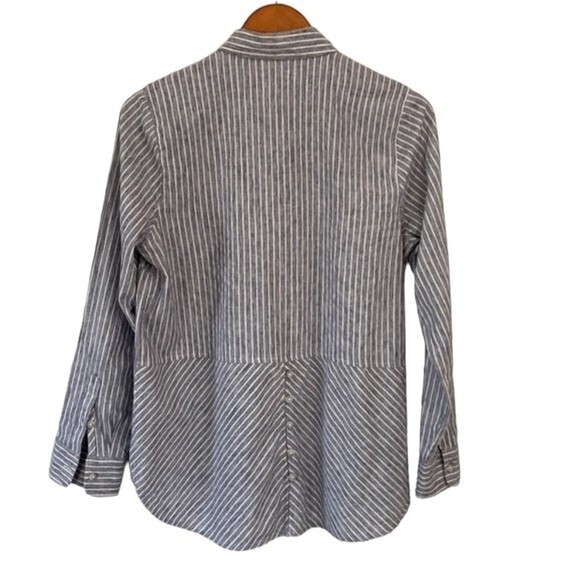 Lucky Brand Striped Button Up Tunic Shirt Long Sleeve Cotton Chest Pocket - Picture 11 of 16